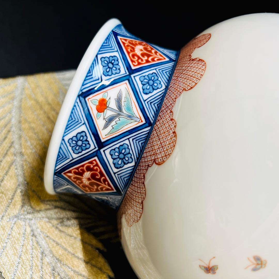 11代酒井田柿右衛門　人間国宝　染錦　花鳥図　大花瓶　二重渦福　角福　本物保証