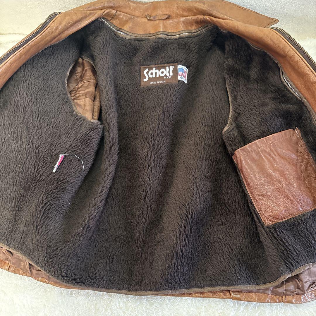 【米国製】Schott レザー ライダースジャケット 40ライナー付 本革