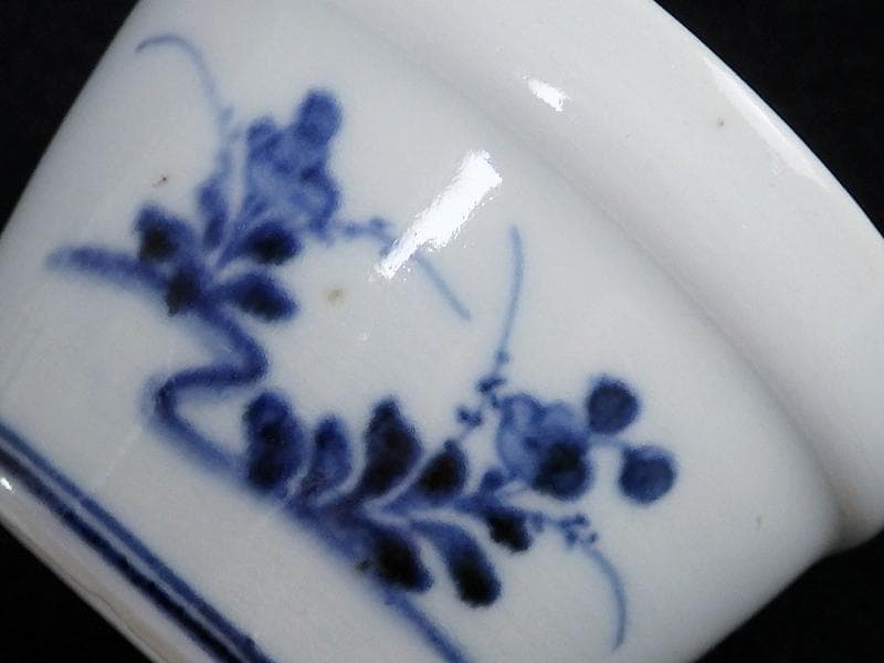 古伊万里　染付　草花紋の図　蕎麦猪口　江戸期　A1174AS-CDd