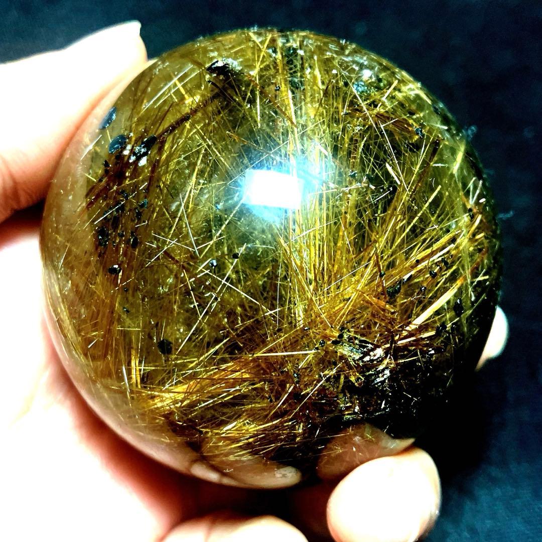 超絶綺麗✨62mm ゴールドルチルクォーツ　丸玉　スフィア　金針水晶