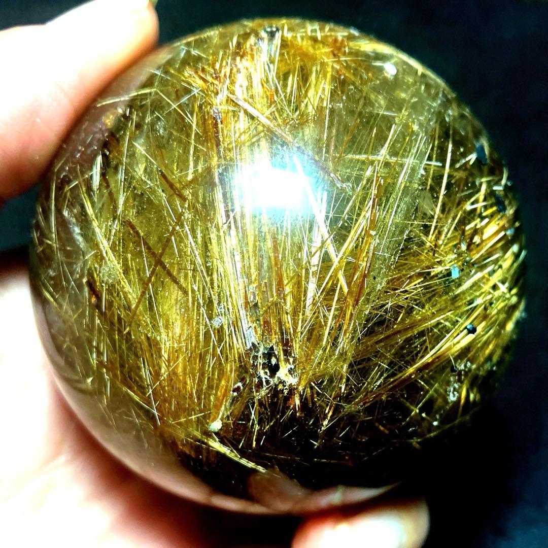 超絶綺麗✨62mm ゴールドルチルクォーツ　丸玉　スフィア　金針水晶
