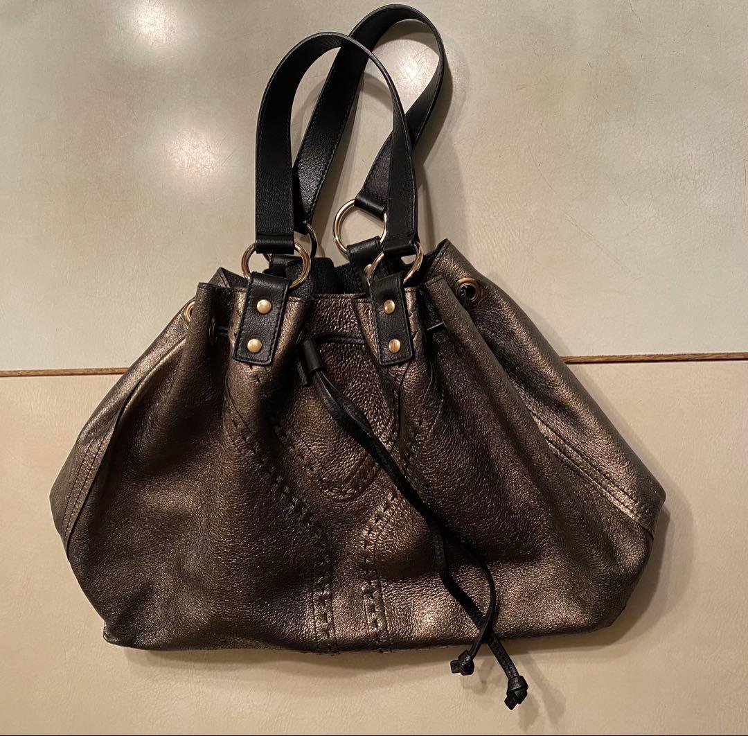 SAINT LAURENT サンローラン リバーシブルバッグ　黒　ブロンズ