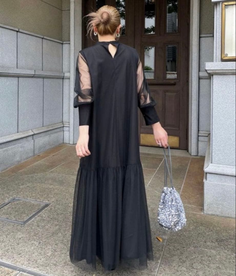 【オケージョン】CAPRICIEUX LE'MAGEチュールハイネックワンピース