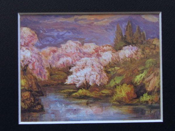 坂本唯市、【春来たる（福岡櫃）】、希少画集画より、状態良好、新品高級額装付