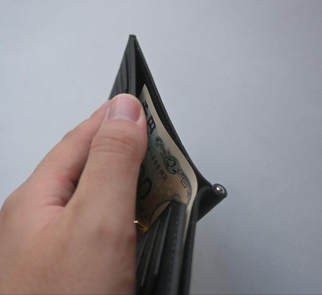 マネークリップ【ブラック】　イタリアンレザー　マルゴー　二つ折り財布