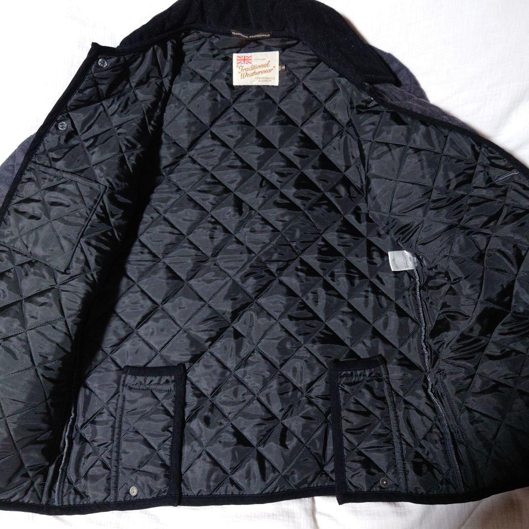 トラディショナルウェザーウェアWAVERLYキルティング人気ネイビー美品暖かい