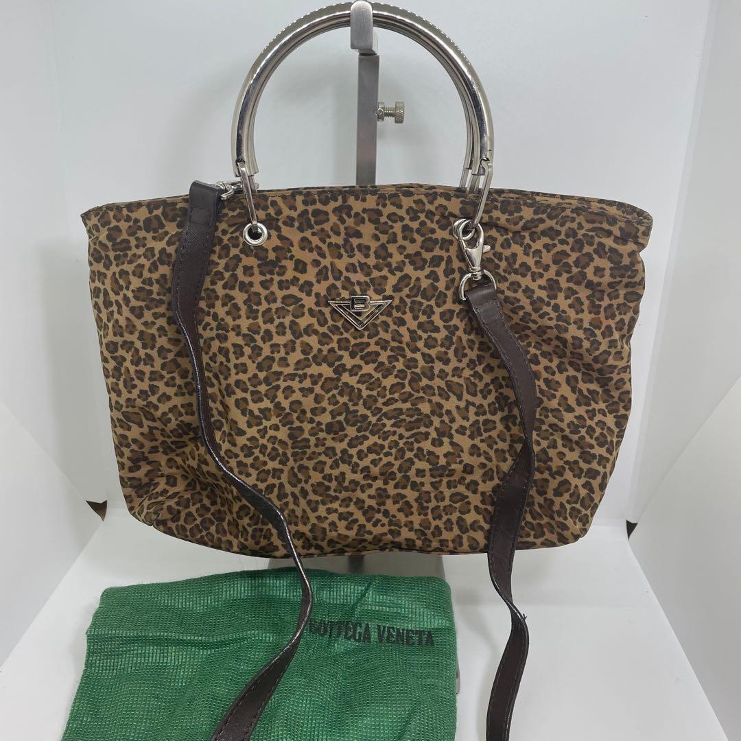 【ヴィンテージ】ボッテガヴェネタ 2WAY メタルハンドル レオパード柄