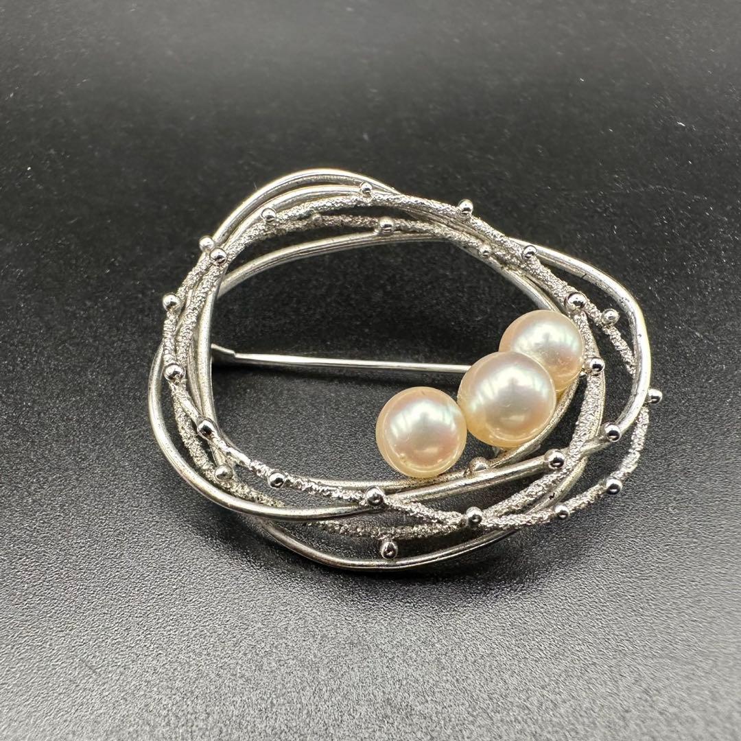 極美品✨　MIKIMOTO ミキモト　パール　ブローチ　ロゴ　刻印　1461