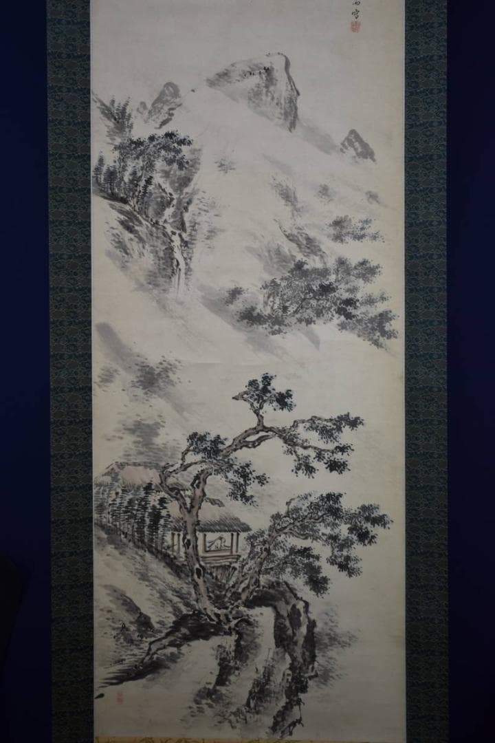 模写/高橋草坪/山水人物図/桐題箱付/布袋屋掛軸HG-234