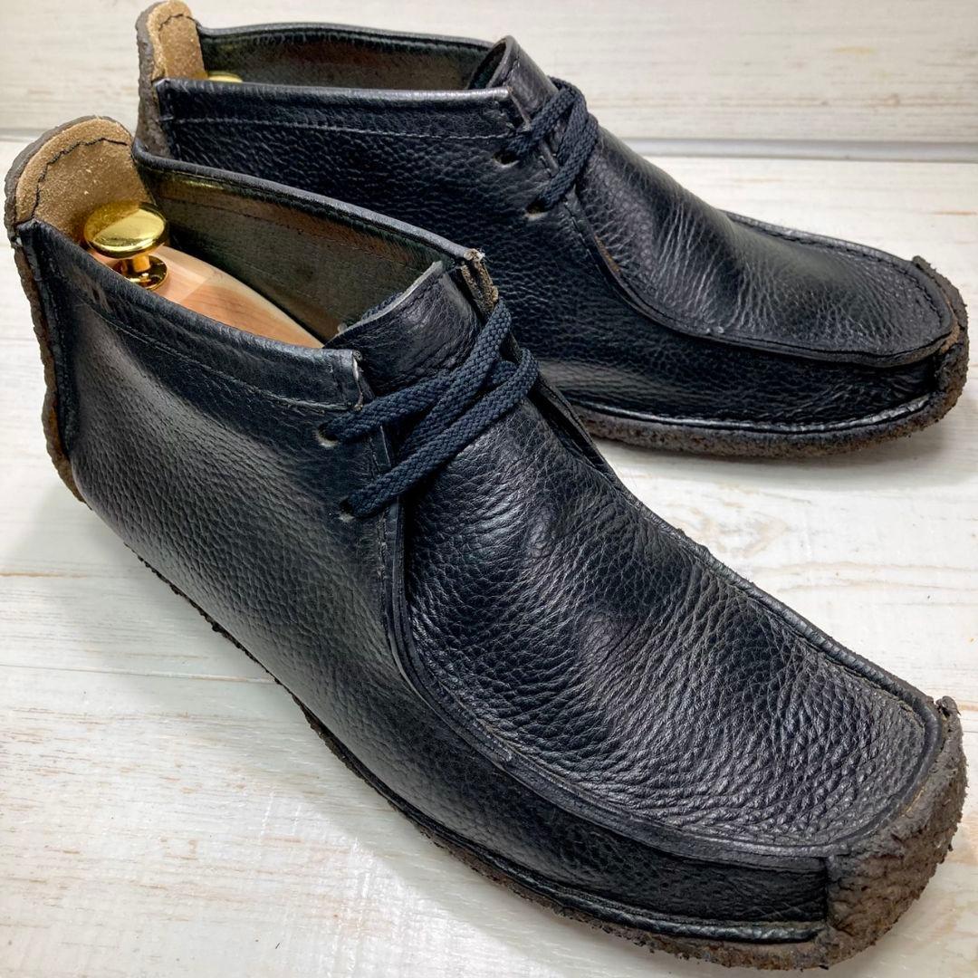 希少 クラークス Clarks ワラビー27cm 黒 レザー 本革 アイルランド