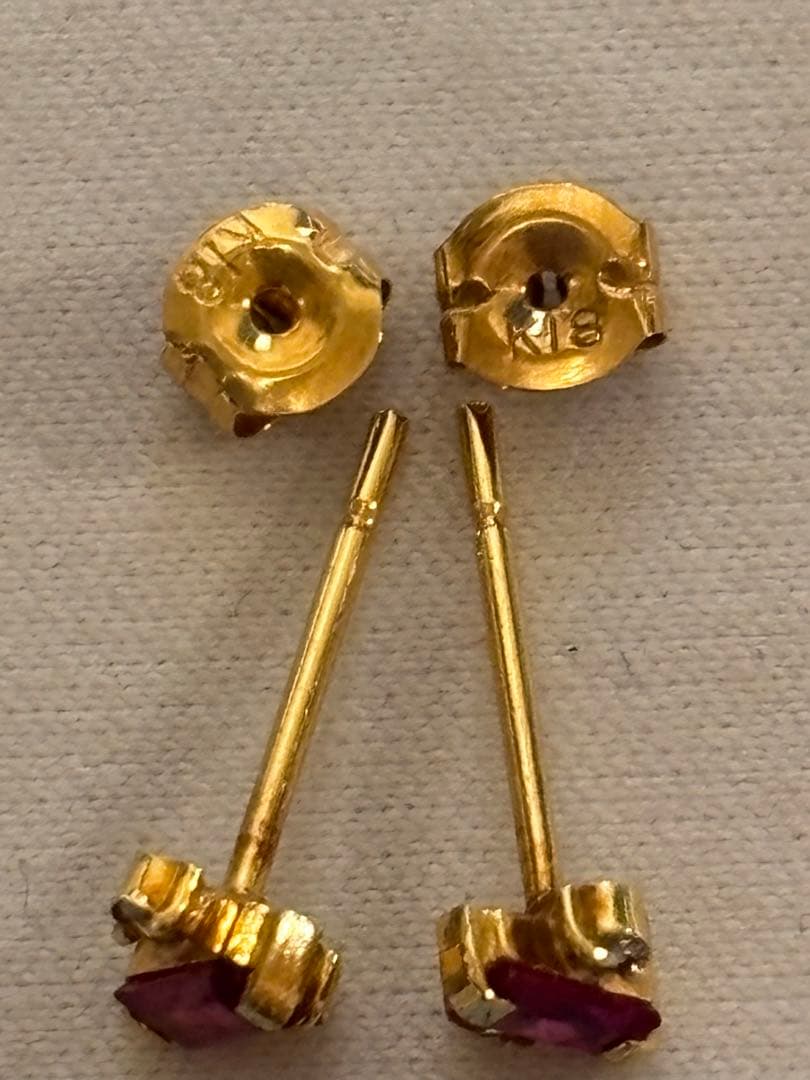 K18 ルビー ダイヤモンド ピアス