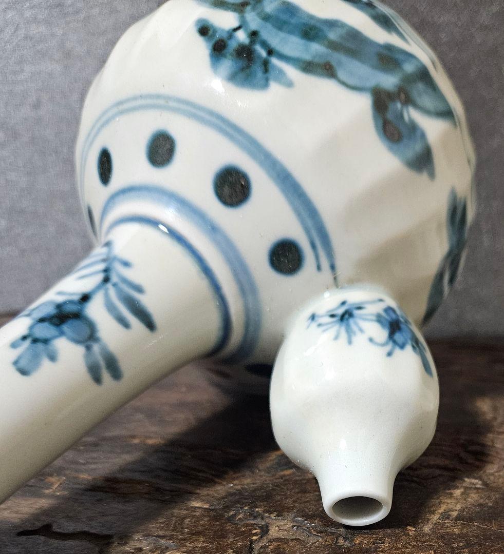 19世紀　欧州アンティーク　オランダ　 デルフト　古伊万里写　山水に花図　乳瓶