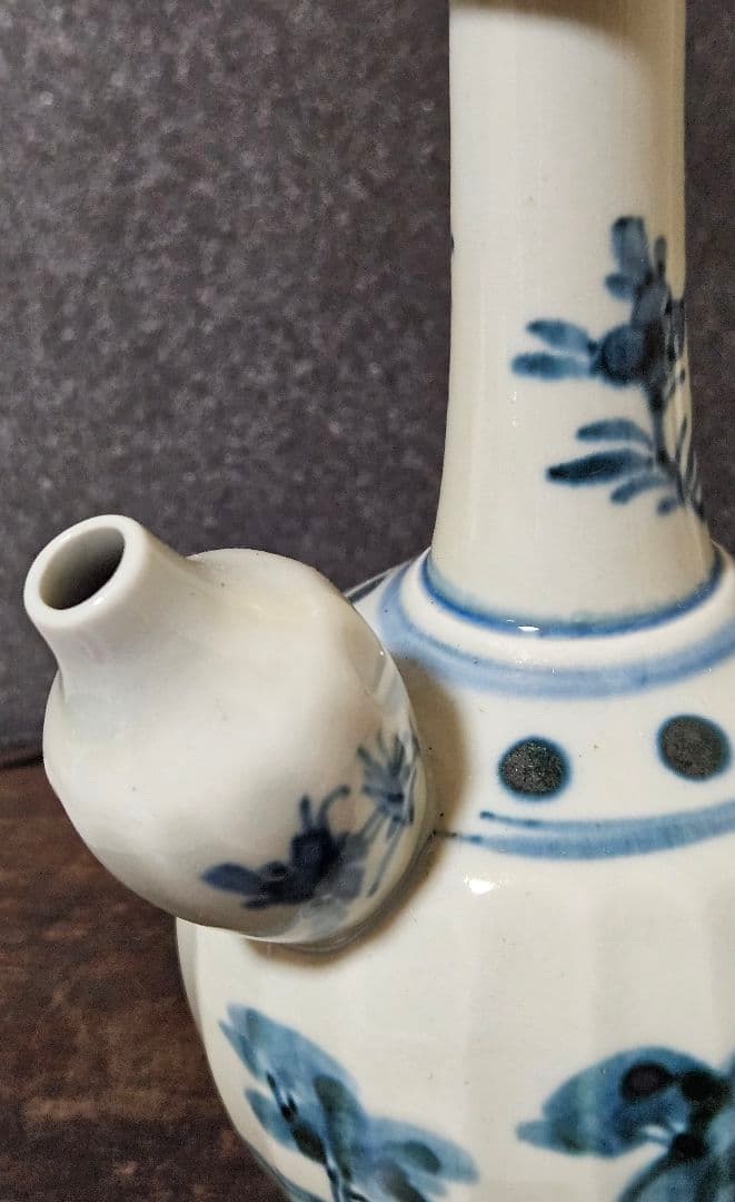 19世紀　欧州アンティーク　オランダ　 デルフト　古伊万里写　山水に花図　乳瓶