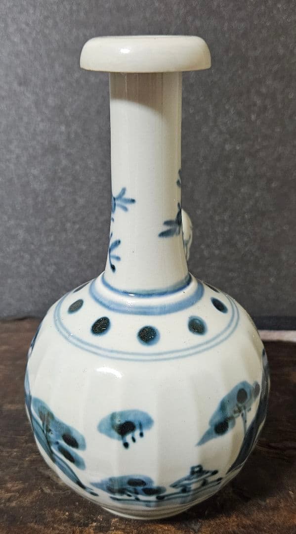 19世紀　欧州アンティーク　オランダ　 デルフト　古伊万里写　山水に花図　乳瓶