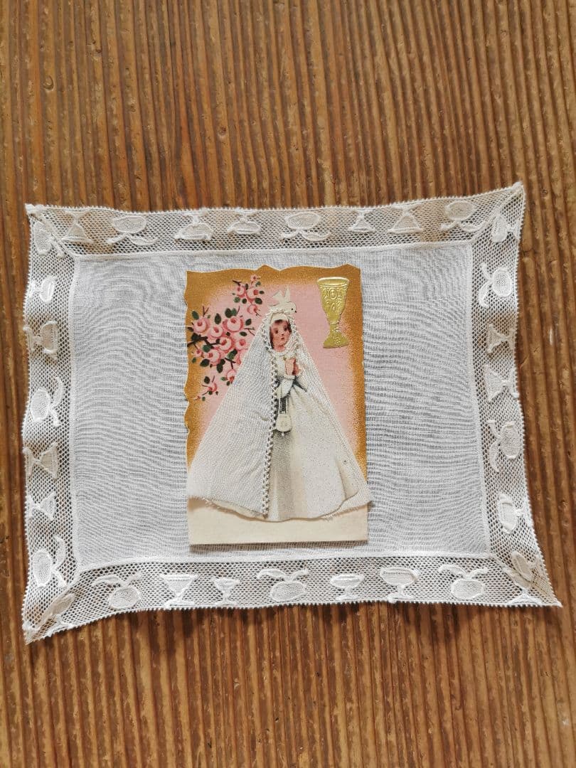 アンティーク カクテルグラス＆ゴブレット＆果実 手刺繍トリム 極薄クロス β