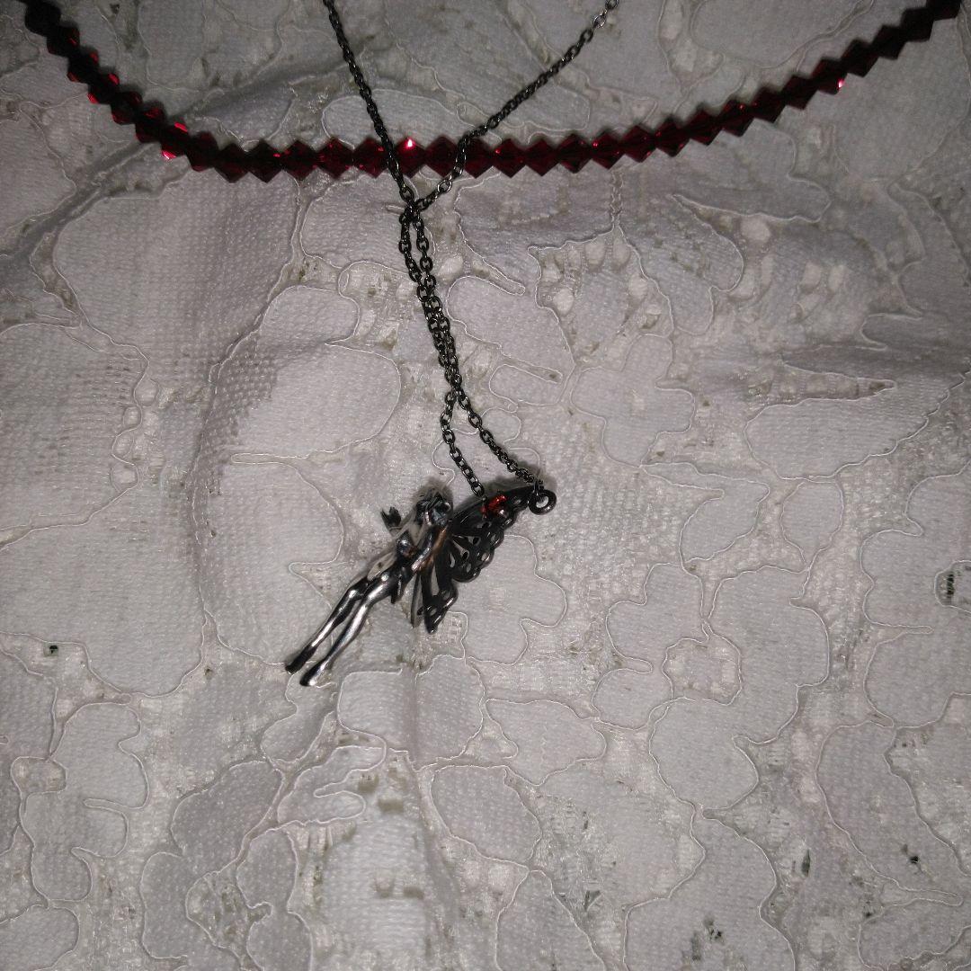 シルバー　925　妖精　フェアリー ペンダント ストーン付　ネックレス　ガーネッ