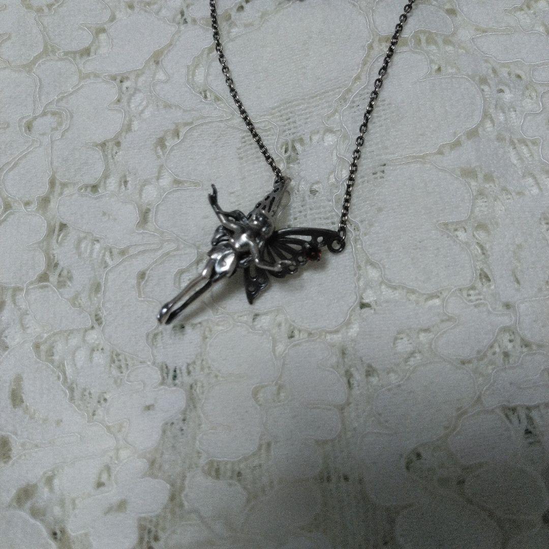 シルバー　925　妖精　フェアリー ペンダント ストーン付　ネックレス　ガーネッ