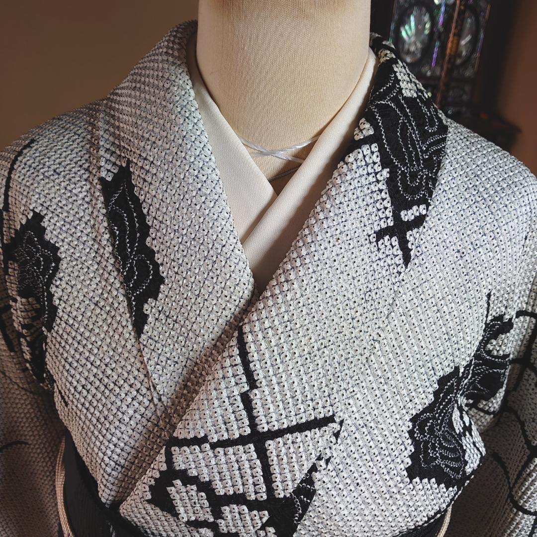 #525 正絹 総絞り小紋 美品【リユース着物】#Letter bee