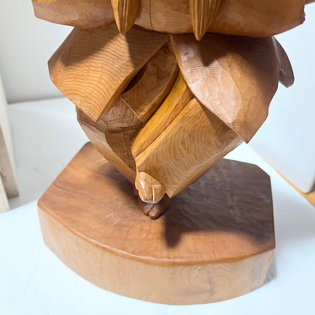 希少 レア 一位一刀彫り 飛騨高山一刀彫第一人者・東勝廣「石橋」共箱 置物 木彫