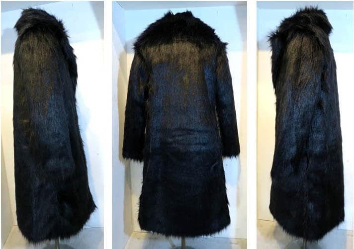 XXL ファーコート メンズ ビッグサイズ 黒ブラック ロング チェスターコート