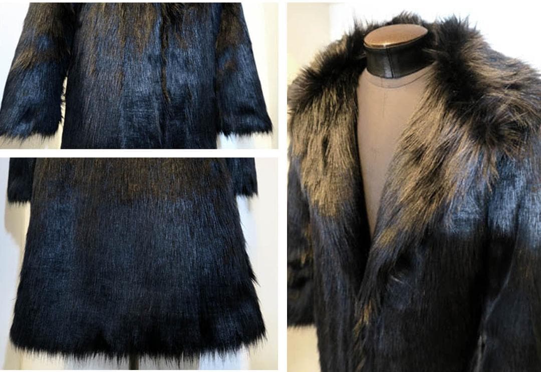 XXL ファーコート メンズ ビッグサイズ 黒ブラック ロング チェスターコート