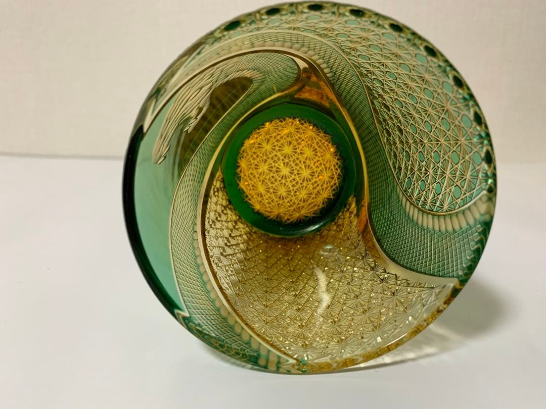 キ*ョ様 江戸切子　伝統工芸士但野英芳作　「蛇」　オールドグラス