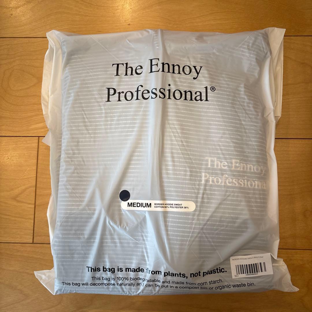 トップス ennoy 2025AW BORDER HOODIE SWEAT NAVY M