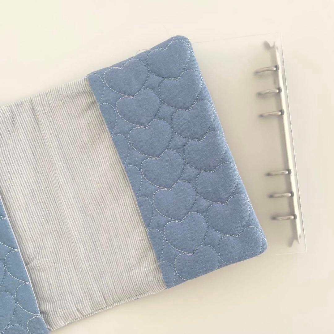 ゆま　韓国　バインダー　カバー　貯金　現金管理　ハート　水色　pvc