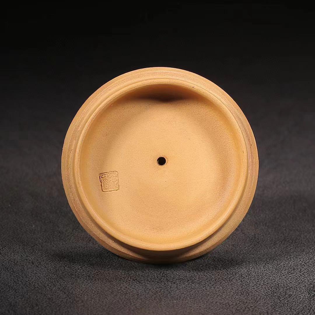 中国古美術・原鉱段泥 カエル蓮子壺 、底槽款:蒋蓉紋、紫砂壺・急須・茶道具