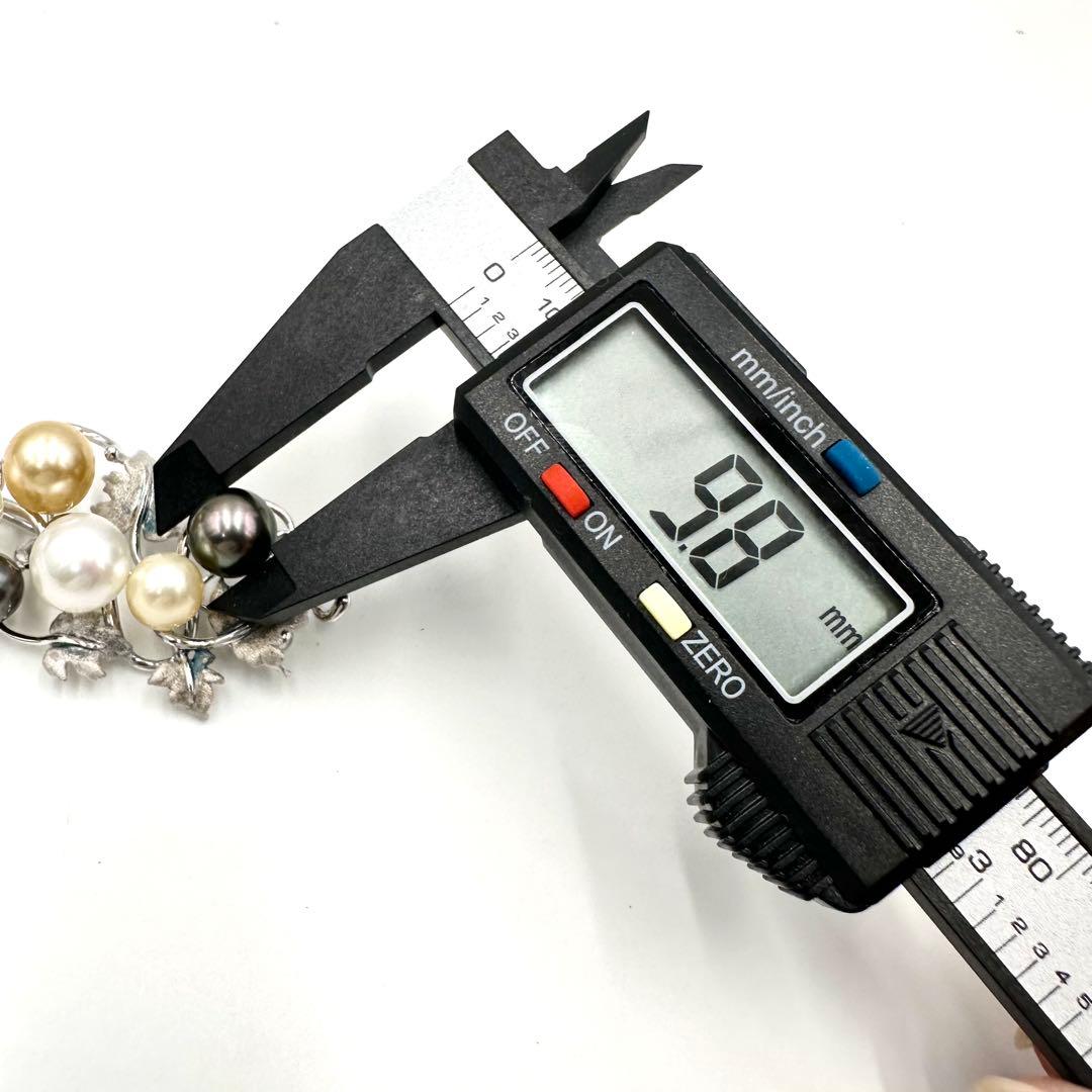 あこやパール マルチカラー ブローチ シルバー レディース 黒蝶 ゴールデン