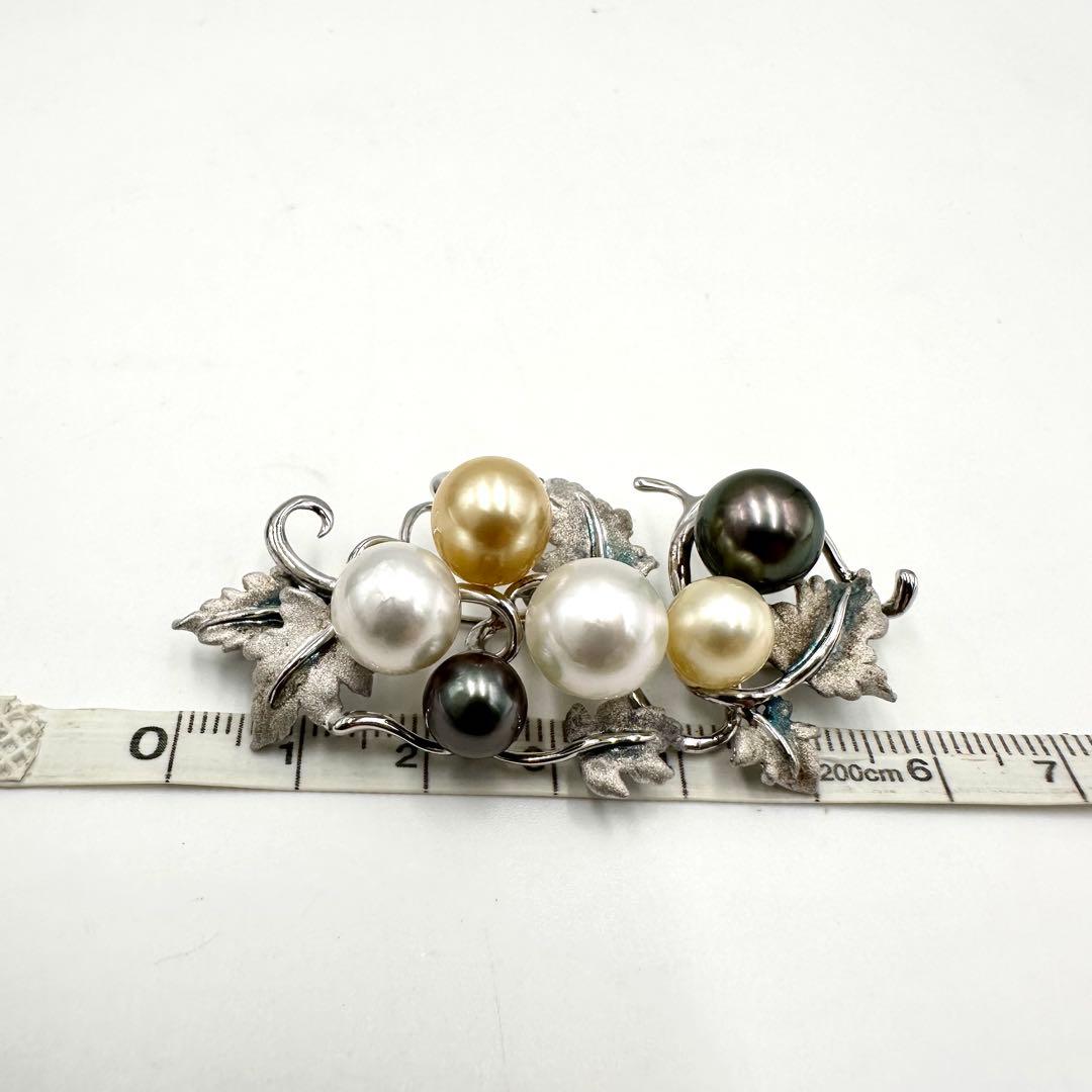 あこやパール マルチカラー ブローチ シルバー レディース 黒蝶 ゴールデン