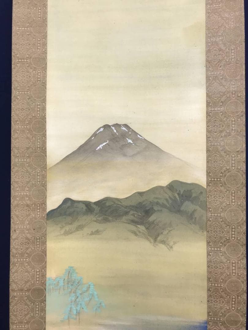 【真作】矢沢玄月/富士山水図/掛軸☆宝船☆AD-575