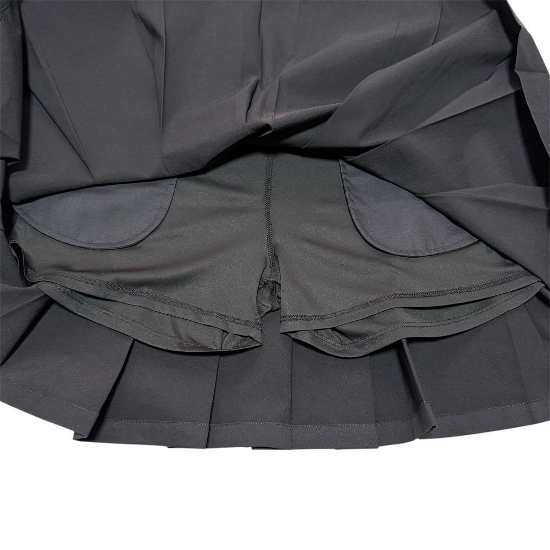 NEW ERAプリーツスカート ロゴ刺繍 インナーパンツ付き ブラック