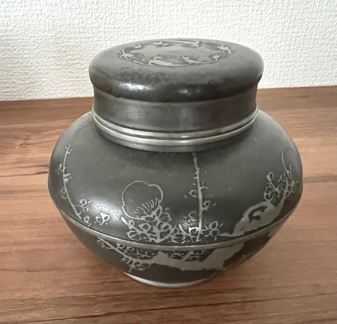 銅製 建水 茶こぼし・錫製茶入 美奈登製/錫茶托 5客セット 煎茶 茶道具