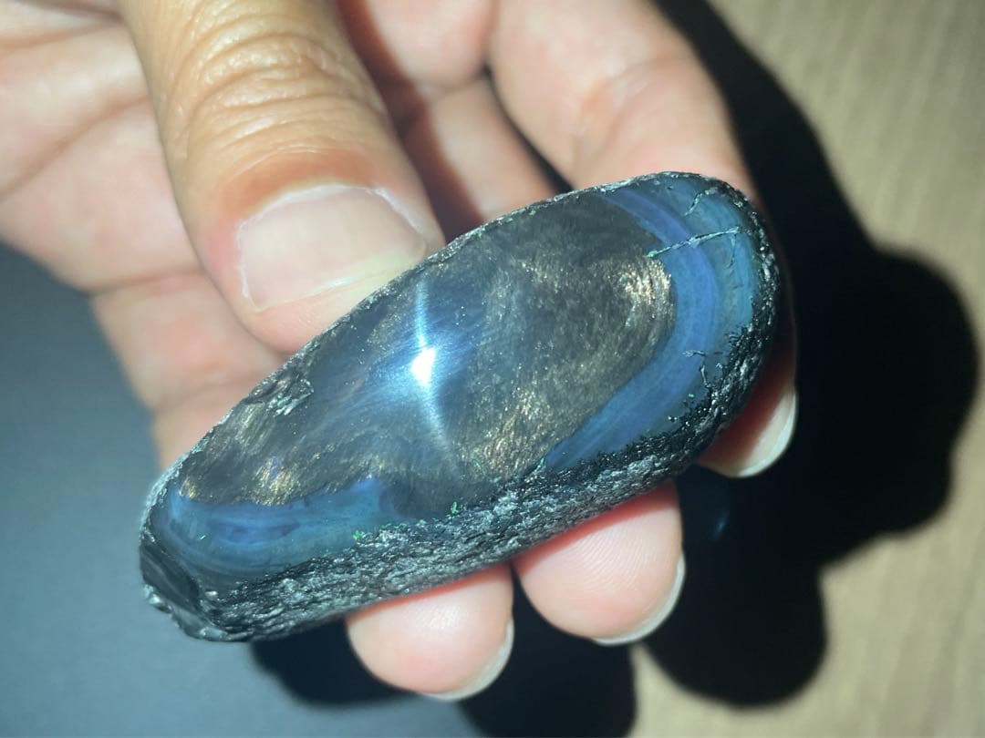 研磨品　十勝石玲瓏　ゴールド、パープル＋ブルーシラー　レインボーオブシディアン