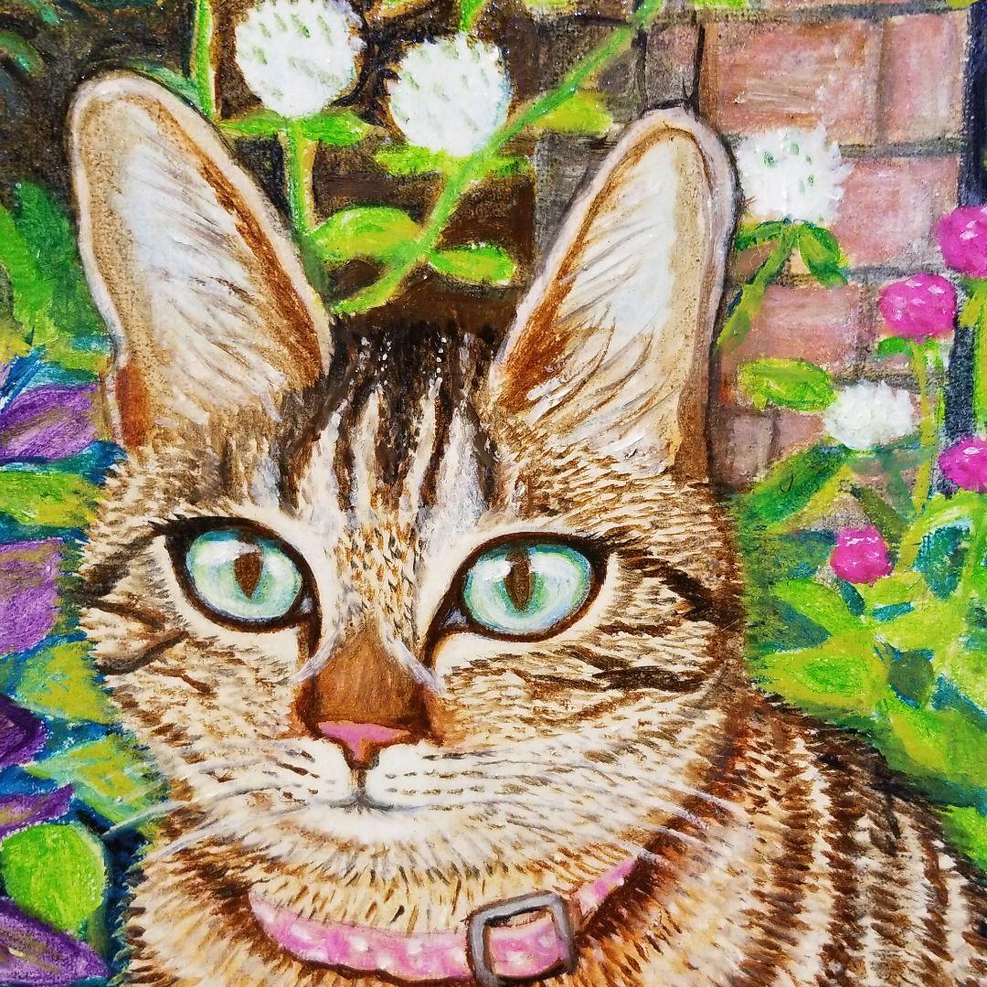 油絵　midori　　お出迎えするしおちゃん