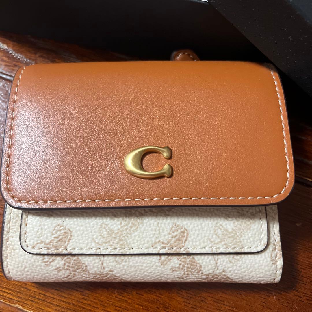 COACH 三つ折り財布 ブラウン/ベージュ