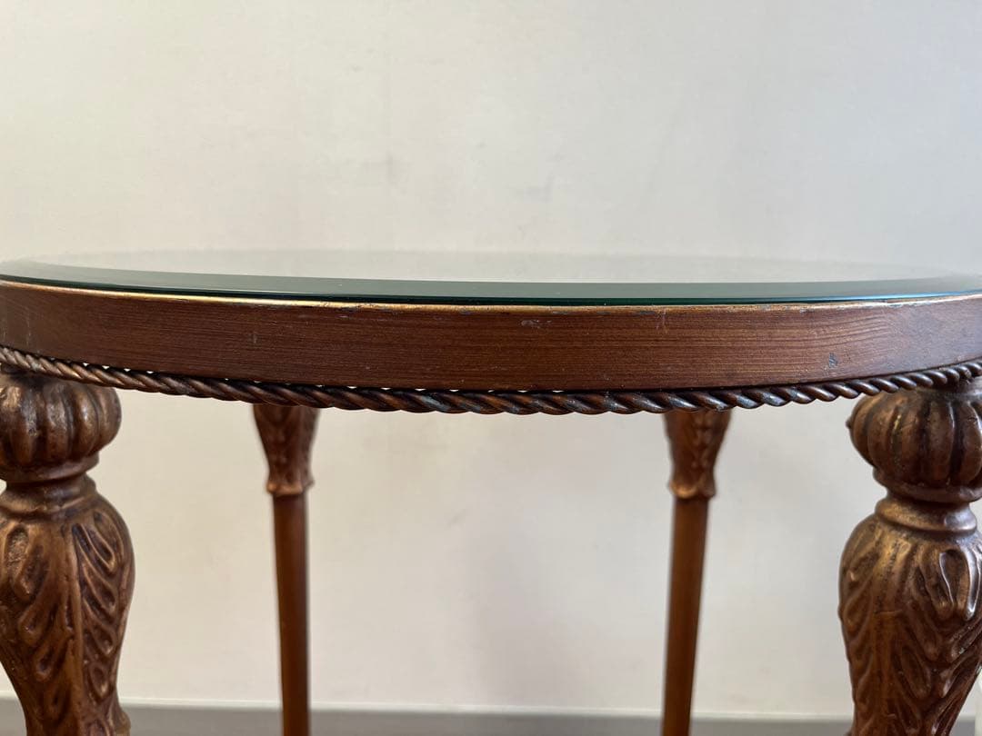 アンティーク調　ガラステーブル　ヴィンテージ　レトロモダン　ヨーロピアン　カフェ