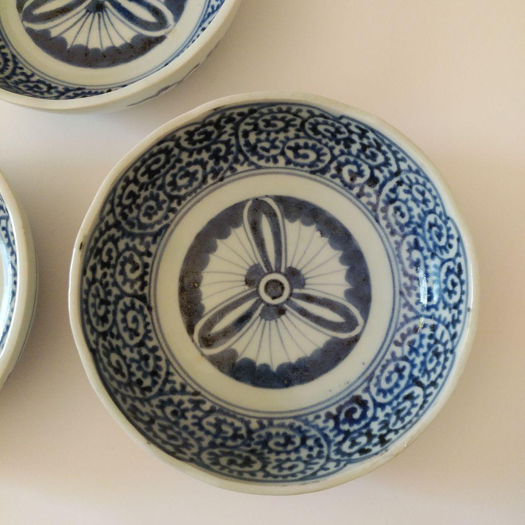 古伊万里 染付 蛸唐草文皿 三客 なます皿 くらわんか 筒江窯 アンティーク