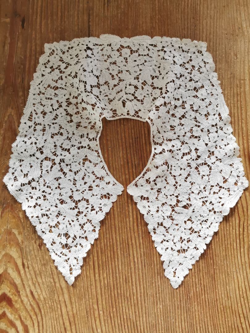 アンティーク ベルギーブルージュボビンレース付け襟 18c.ローズレアバージョン