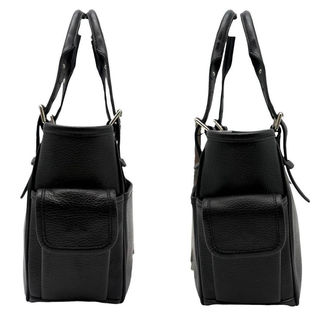 美品 BURBERRY バーバリー ハンドバッグ ノバチェック　レザー　ブラック