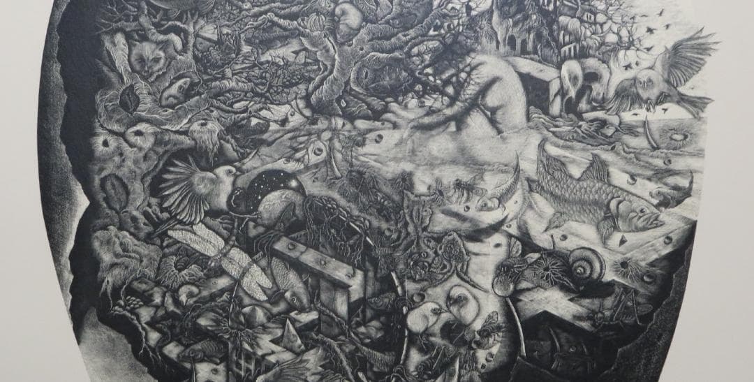 小林敬生　「蘇生の刻・飛翔」小口木版画　約６８×４６ｃｍ　《真作》　ｍｃ