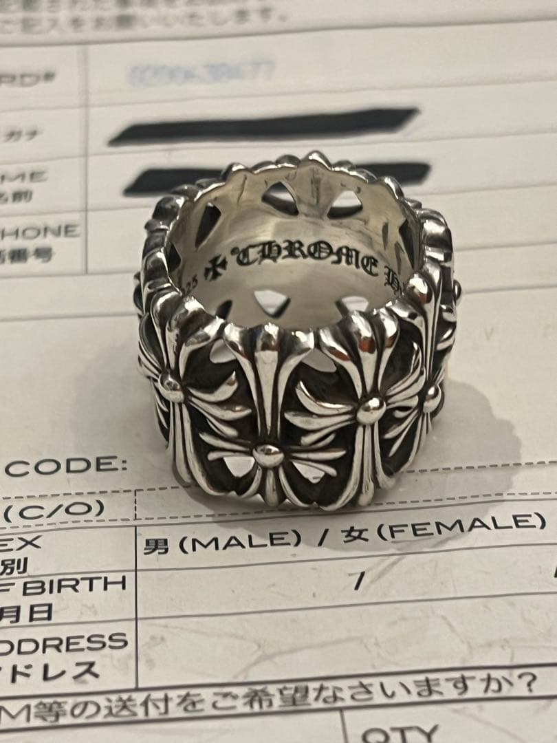 美品　クロムハーツ　セメタリークロスリング　21-21.5号