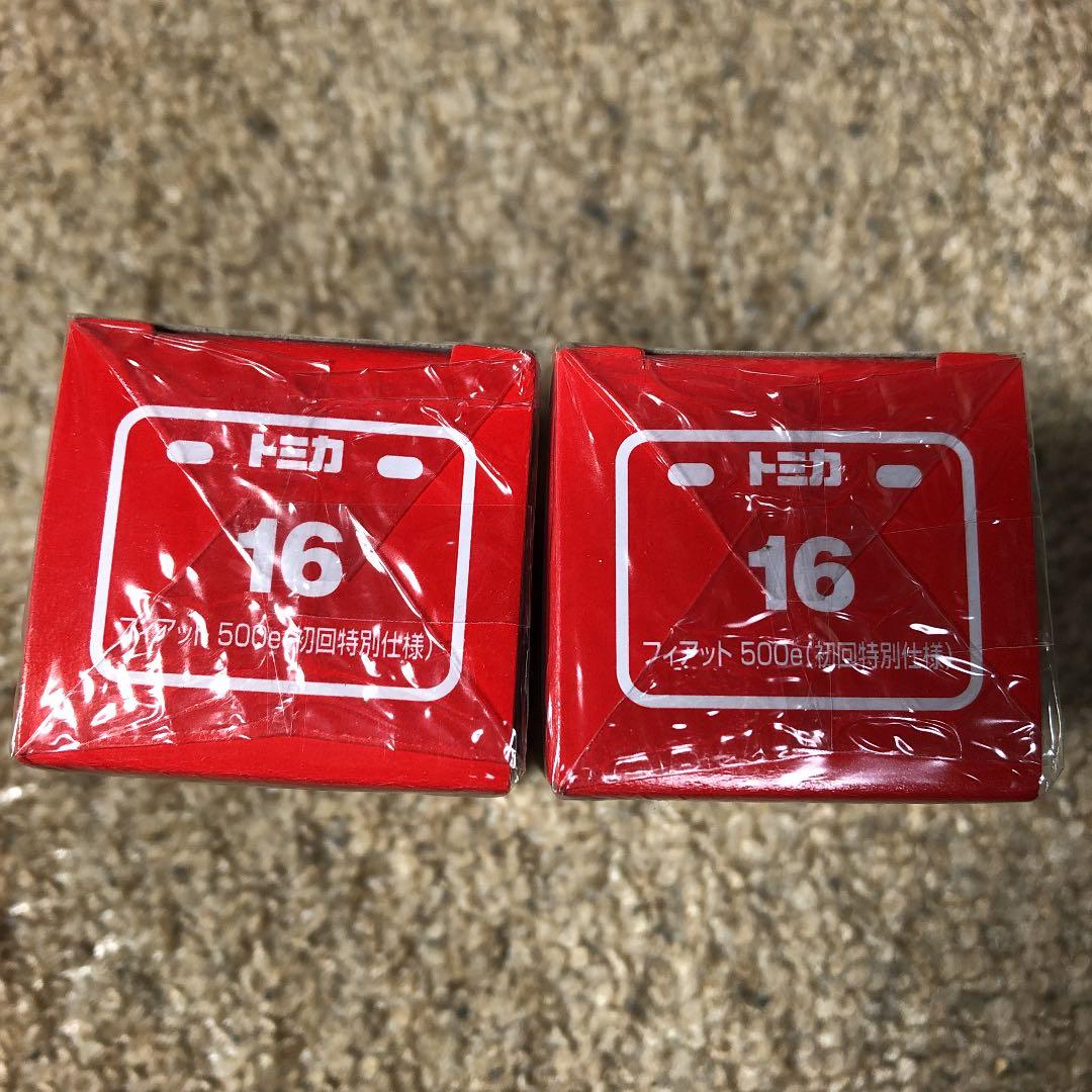 2台セット　タカラトミー トミカ No.16 フィアット 500e 初回特別仕様