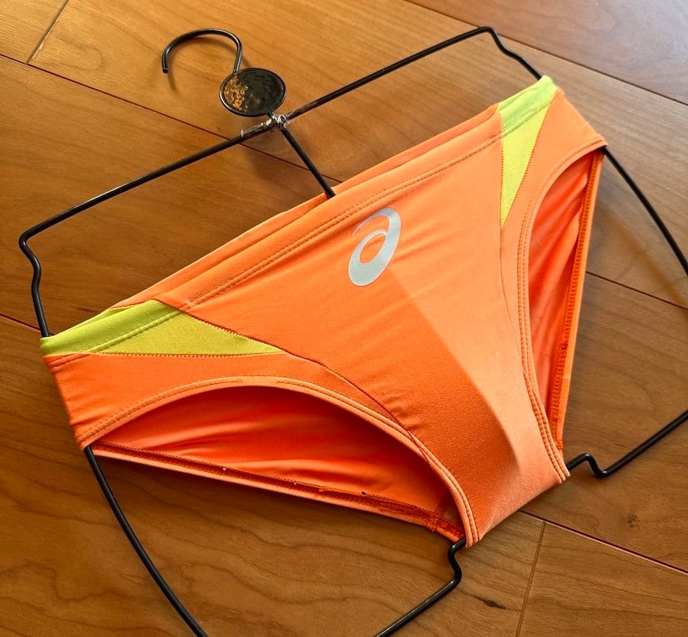 【美品】asics ハイドロ オレンジ×イエロー Mサイズ 超光沢 競パン