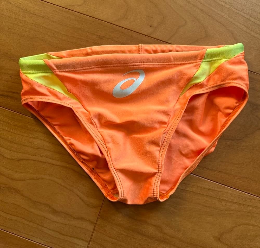 【美品】asics ハイドロ オレンジ×イエロー Mサイズ 超光沢 競パン