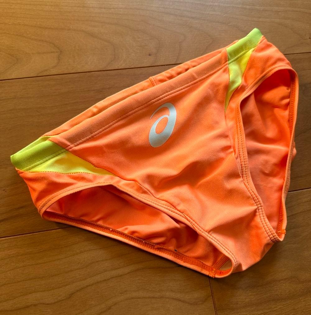 【美品】asics ハイドロ オレンジ×イエロー Mサイズ 超光沢 競パン