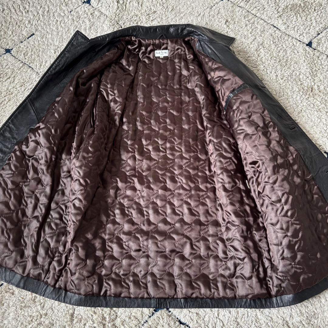 【本革✨】ポールスミス　レザーコート　ラムレザー　羊革　ロング　ブラック　黒