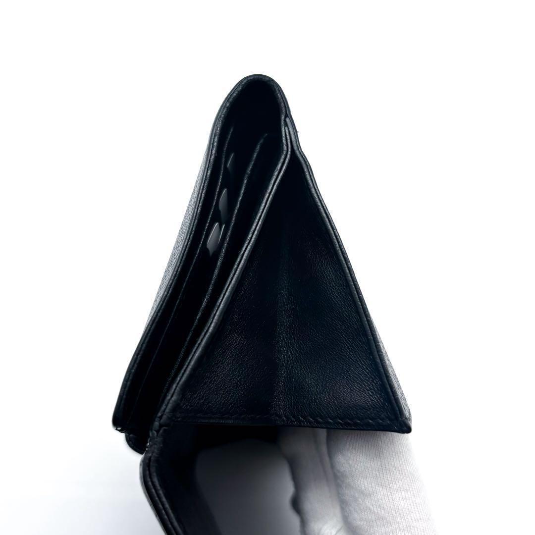 【美品✨】シャネル 財布 ココステッチ キャビア Wホック 二つ折 BL 黒