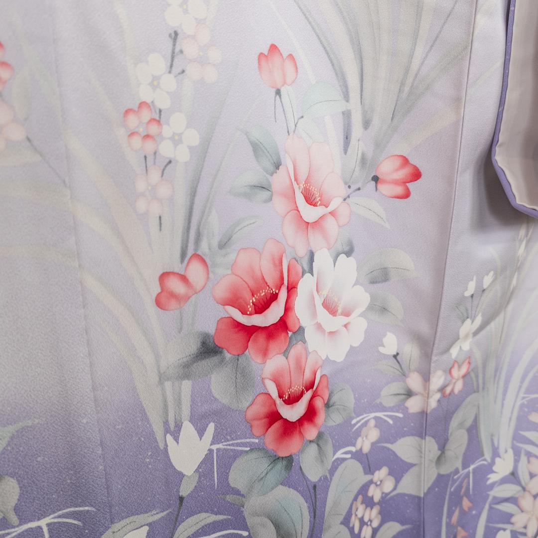 S R7SK1321 振袖+帯 2点セット 花 道長花鳥文 扇 ピンク